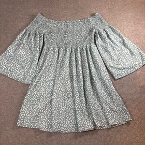 Off-Shoulder Blue and White Dress 1245